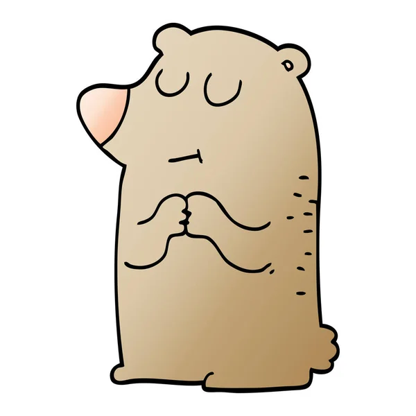 Urso Tímido Doodle Desenhos Animados —  Vetores de Stock