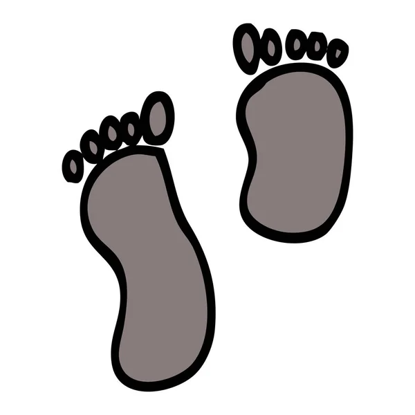Hand Drawn Doodle Style Cartoon Foot Prints — Stock Vector