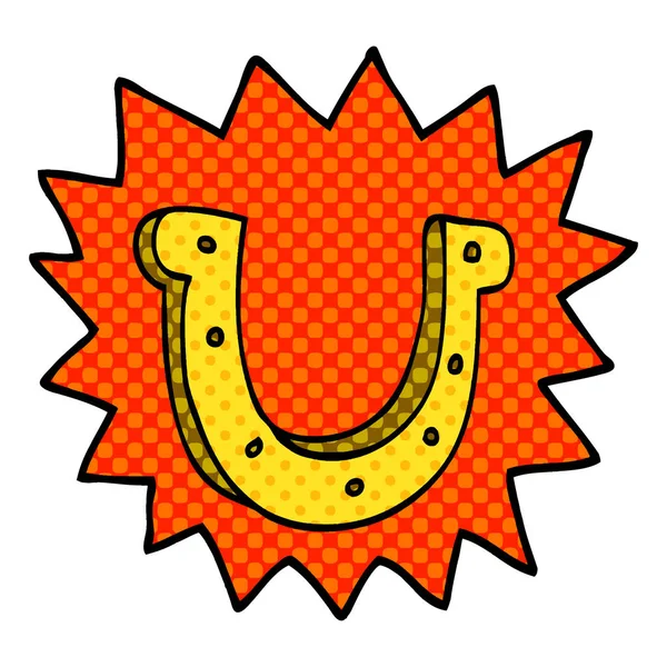 Cartoon Doodle Crazy Lucky Horseshoe Symbol — Stock Vector