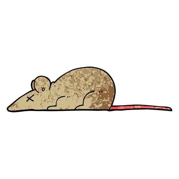 Grunge Textured Illustration Cartoon Dead Rat — Stock Vector