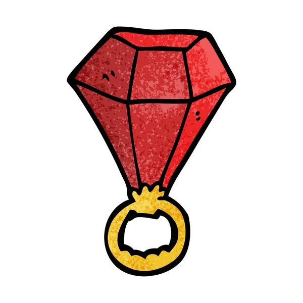 Kreslený Doodle Červený Rubínový Prsten — Stockový vektor