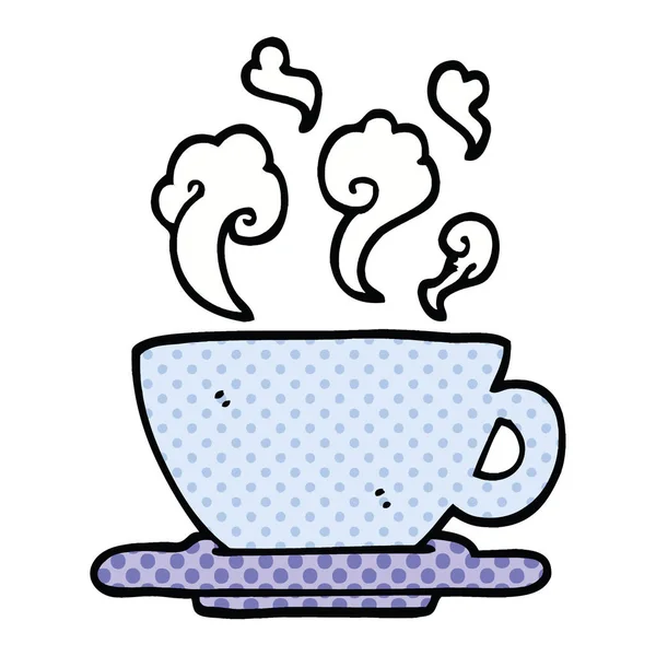 Comic Book Style Cartoon Cup Hot Coffee — Stock Vector