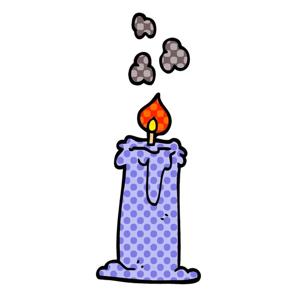 Cartoon Doodle Lit Candle — Stock Vector