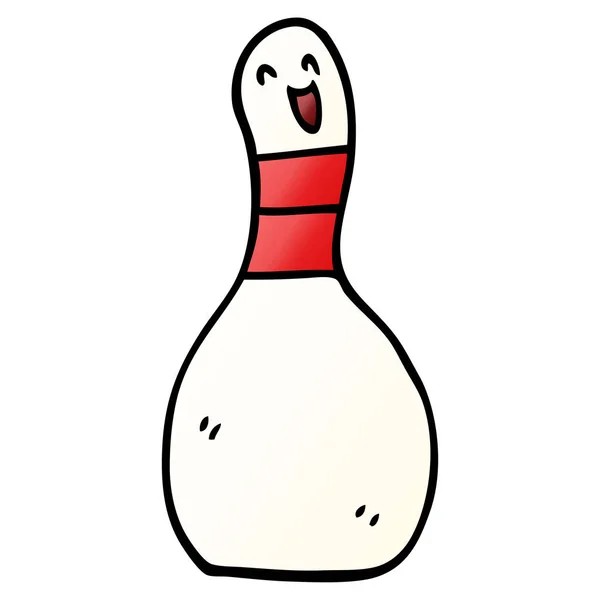 Çizgi Film Doodle Bowling Pin — Stok Vektör