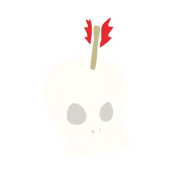 Illustration Couleur Plate Crâne Avec Flèche — Image vectorielle