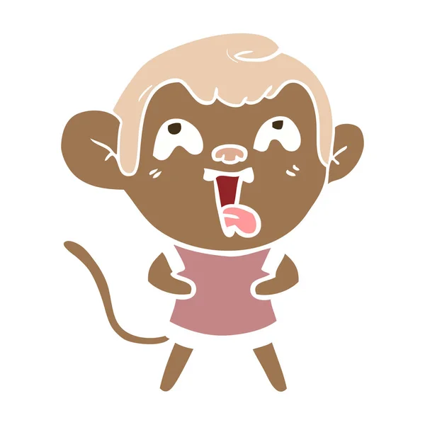 疯狂的扁平颜色风格动画片猴 — 图库矢量图片