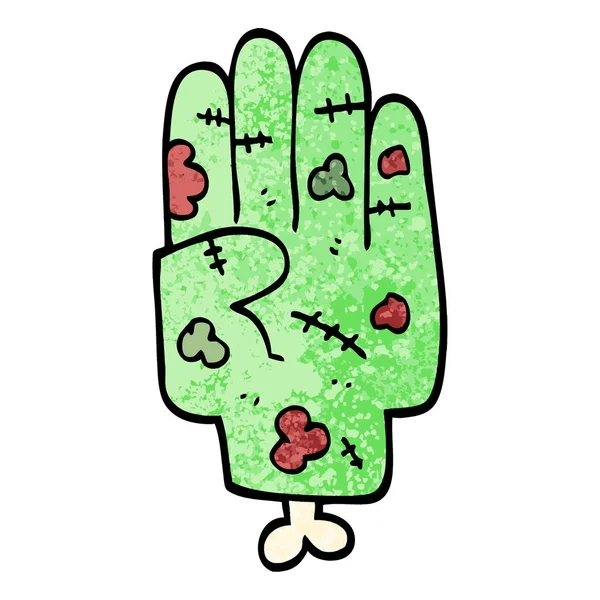Grunge Texturerat Illustration Tecknad Zombie Hand — Stock vektor