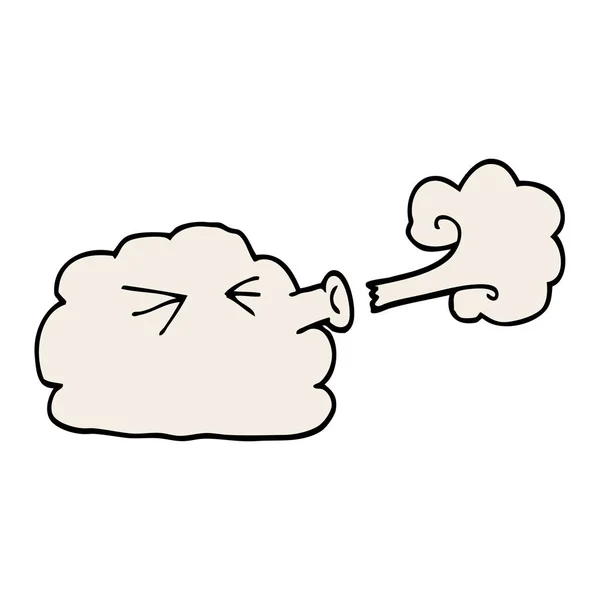Cartoon Doodle Cloud Blowing Gale — Stock Vector
