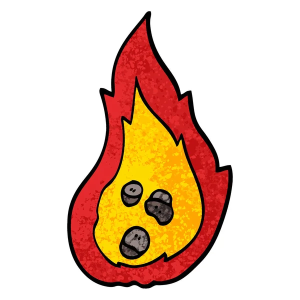Grunge Textured Illustration Cartoon Burning Coals — Stock Vector