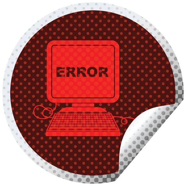 Computer Fout Vector Illustratie Circulaire Peeling Sticker — Stockvector