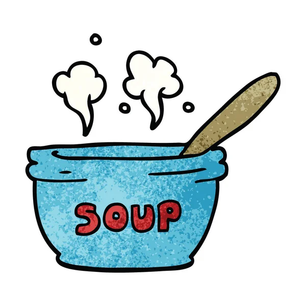 Doodle Desenhos Animados Sopa Quente — Vetor de Stock