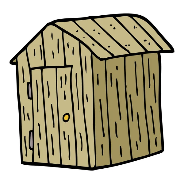 Cartoon Doodle Wooden Shed — Stock Vector