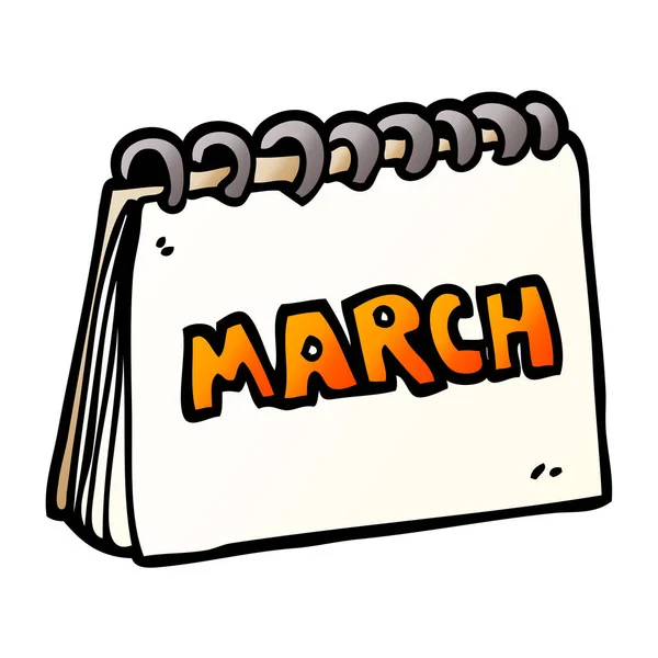 Γελοιογραφία Ημερολόγιο Σκετσάκι Δείχνοντας Μήνα Μάρτιο — Διανυσματικό Αρχείο