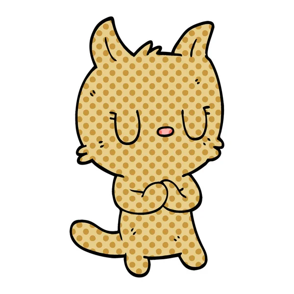 Szczęśliwy Kot Kreskówka Doodle — Wektor stockowy