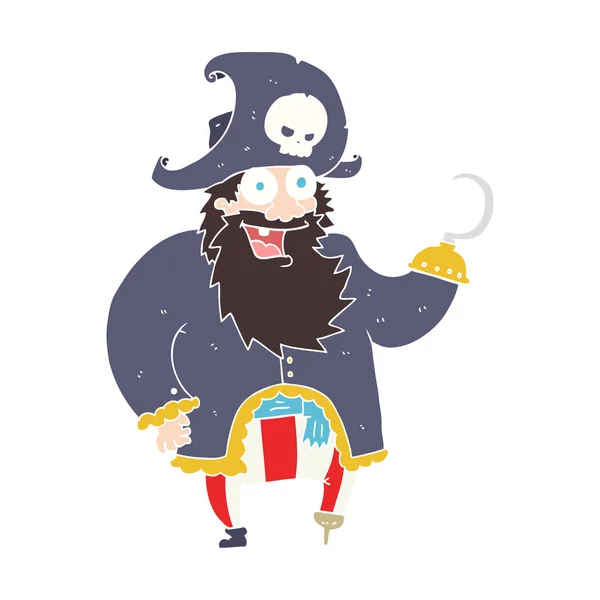 Plochý Barevný Obrázek Pirátského Kapitána — Stockový vektor