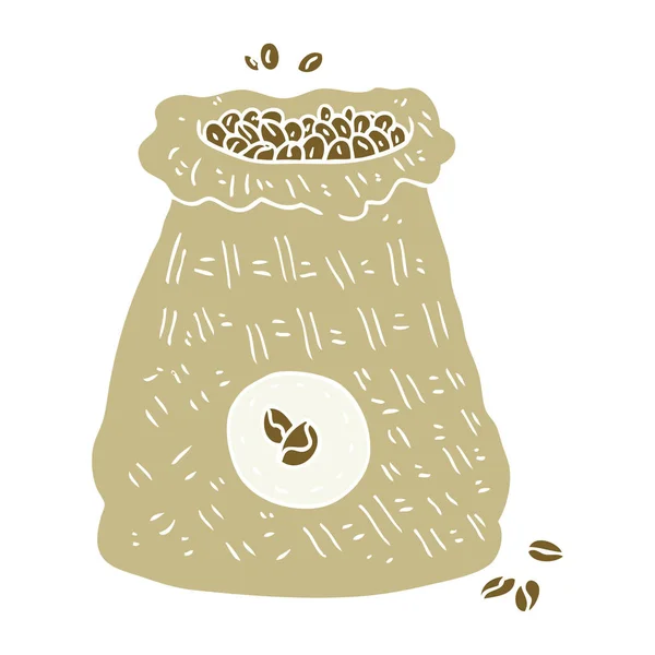 Illustration Couleur Plate Sac Grains Café — Image vectorielle