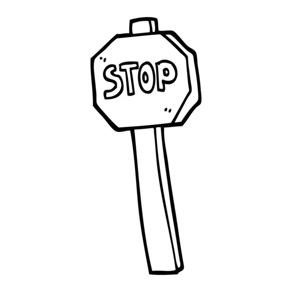 Black White Cartoon Stop Sign — Stock Vector