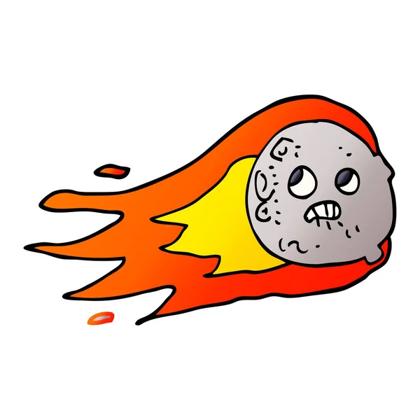 Cartoon Doodle Asteroide Fiammeggiante — Vettoriale Stock