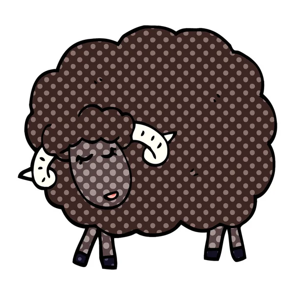 Kreslený Doodle Černá Ovce — Stockový vektor