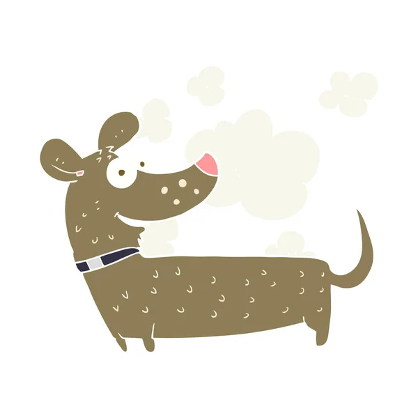 Flat Color Illustration Happy Dog — Stock Vector