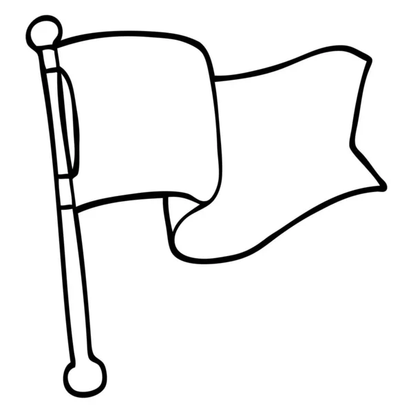 Linjeritning Tecknad Vit Flagga Vajande — Stock vektor