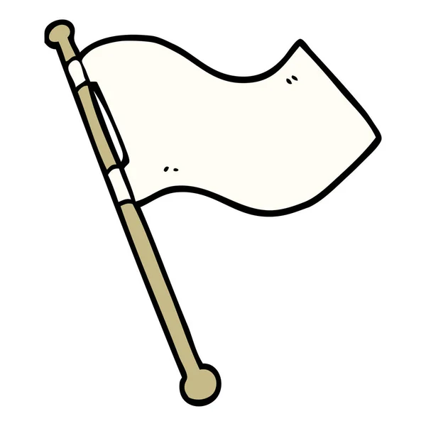 Cartoon Doodle Witte Vlag Zwaaien — Stockvector