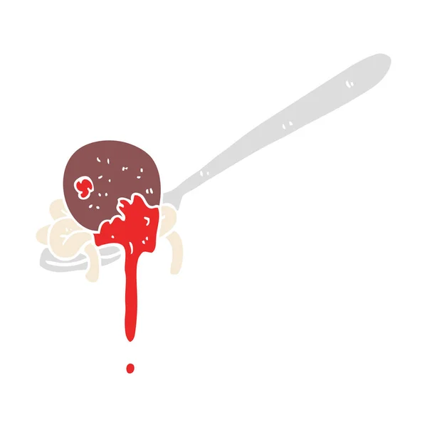 Flat Color Illustration Meatball Spaghetti — Stock Vector