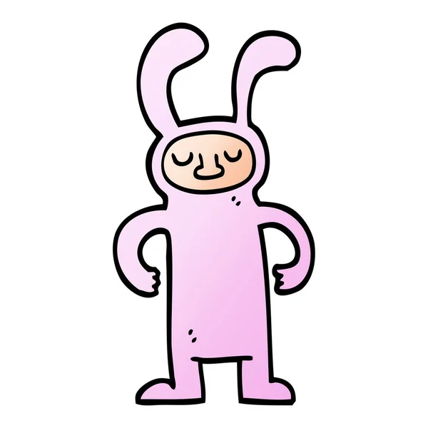 Векторный Градиент Иллюстрации Мультяшный Человек Одетый Кролик — стоковый вектор