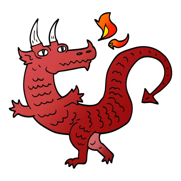 Dessin Animé Gribouillis Dragon Illustration Vectorielle — Image vectorielle