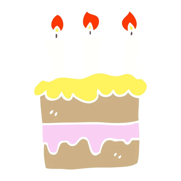 Cake Van Verjaardag Van Tekenfilm Van Egale Kleur Illustratie — Stockvector