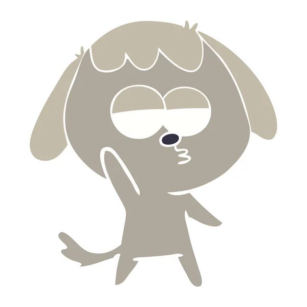 Επίπεδη Χρώμα Στυλ Καρτούν Βαρεθεί Σκύλου — Διανυσματικό Αρχείο