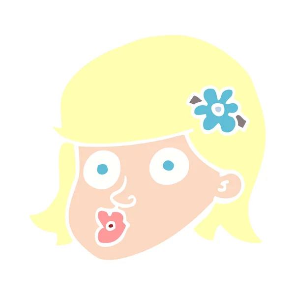 Flat Color Illustration Cartoon Face Girl — Stock Vector