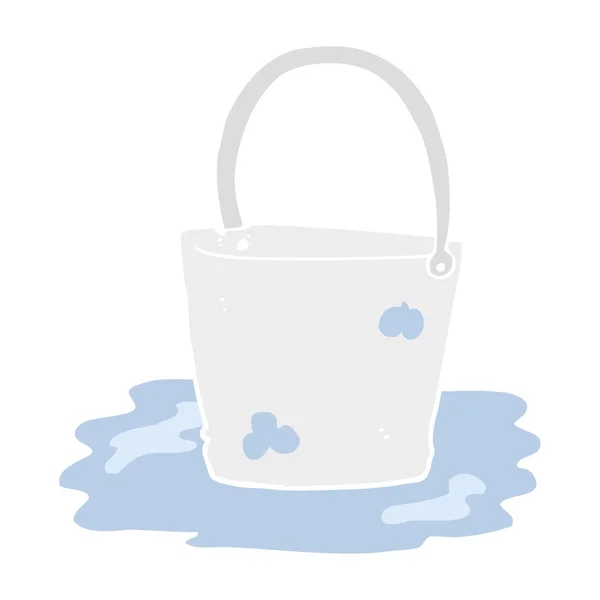 Flat Color Illustration Water Bucket — Stock Vector