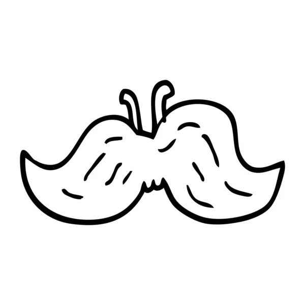 Línea Dibujo Dibujos Animados Bigote — Vector de stock