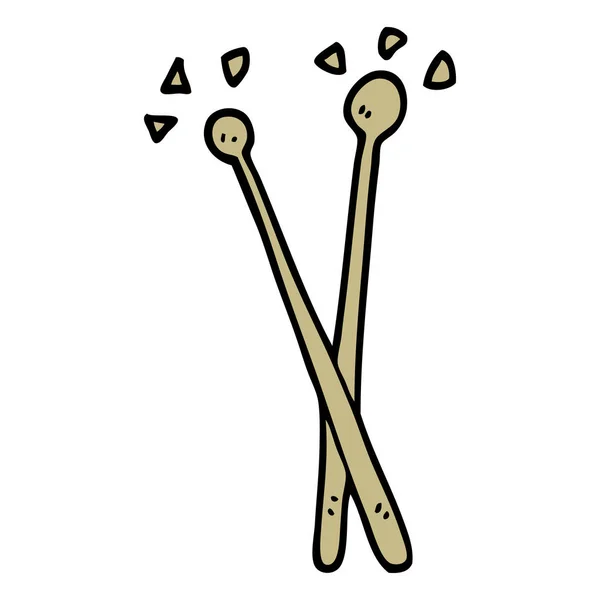 Bâtons Tambour Doodle Dessin Animé — Image vectorielle