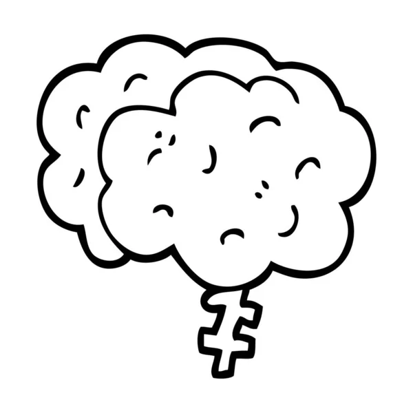 Line Drawing Cartoon Brain — Stock Vector