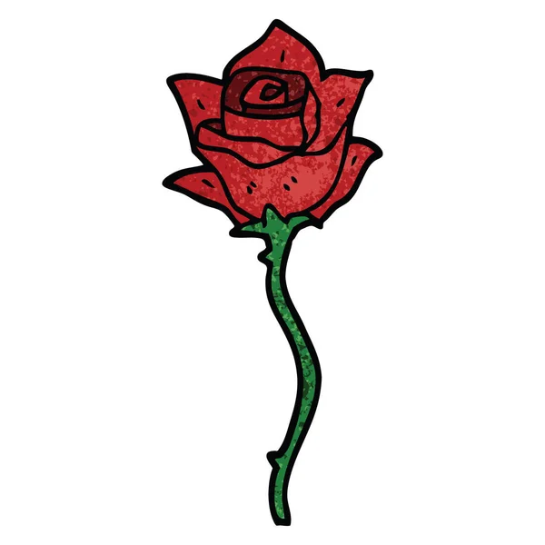 Cartoon Doodle Red Rose — Stock Vector