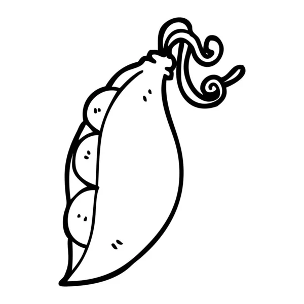 Line Drawing Cartoon Peas Pod — Stock Vector