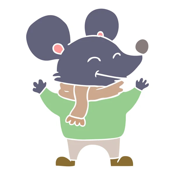 Flat Color Style Cartoon Mouse — Stock Vector