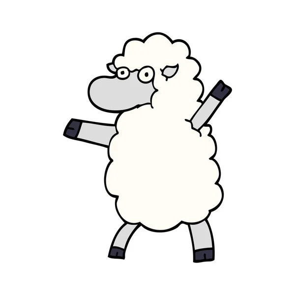 Dessin Animé Gribouille Moutons Debout — Image vectorielle