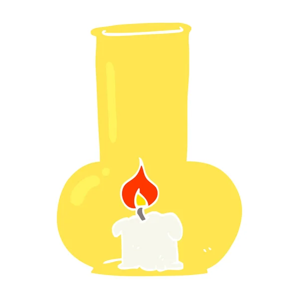 Flachfarbige Abbildung Der Alten Glaslampe Und Kerze — Stockvektor