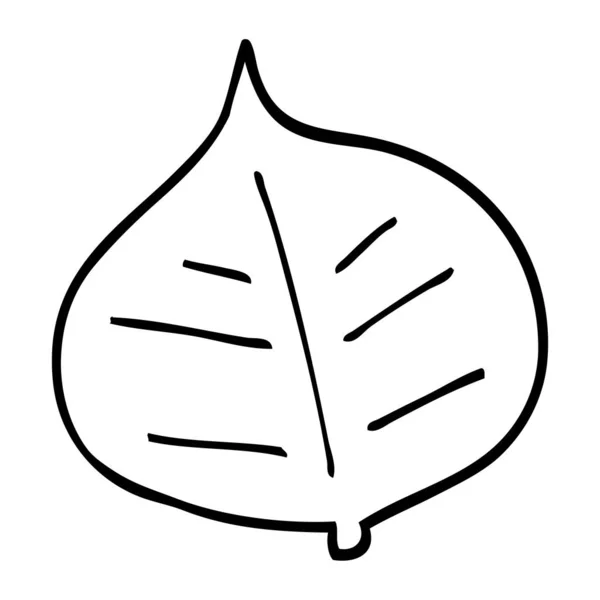 Línea Dibujo Dibujos Animados Hoja — Vector de stock