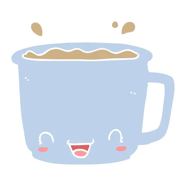 Plochý Barevný Styl Kreslený Šálku Kávy — Stockový vektor