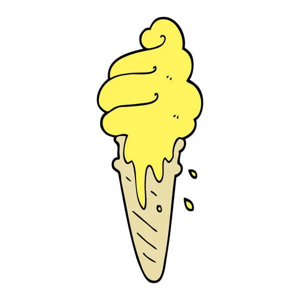 Hand Drawn Doodle Style Cartoon Ice Cream Cone — Stock Vector