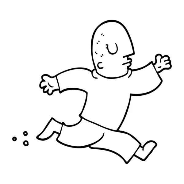 Línea Dibujo Dibujos Animados Hombre Corriendo — Archivo Imágenes Vectoriales