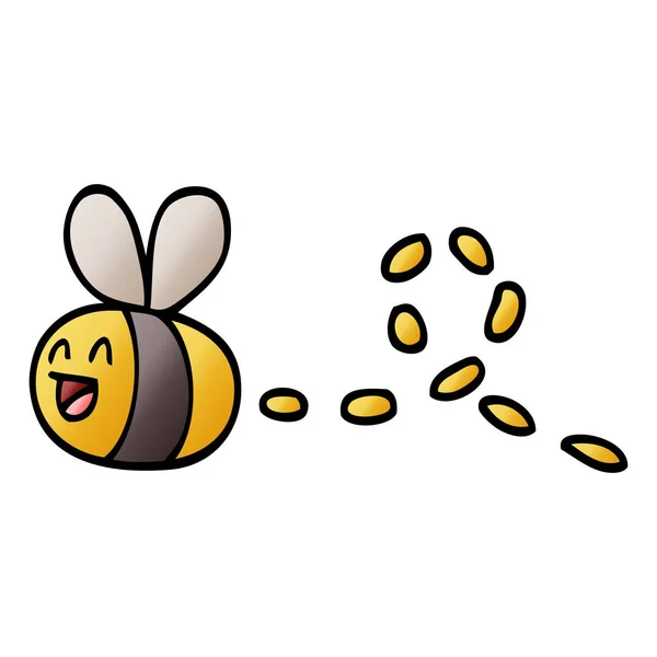 Векторна Градієнтна Ілюстрація Мультфільм Дзижчання Бджоли — стоковий вектор