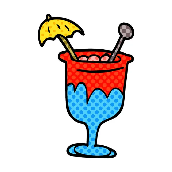 Cartoon Doodle Tropical Cocktail — Stock Vector