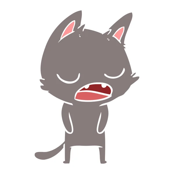 Sprechende Katze Flache Farbe Stil Cartoon — Stockvektor