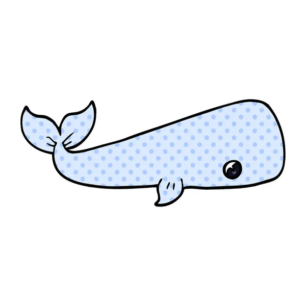 Dessin Animé Doodle Baleine Mer — Image vectorielle