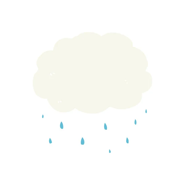 Flat Color Style Cartoon Rain Cloud — Stock Vector